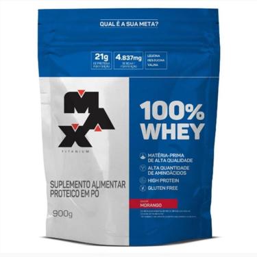 Imagem de 100% Whey Protein Refil 900g Morango Max Titanium