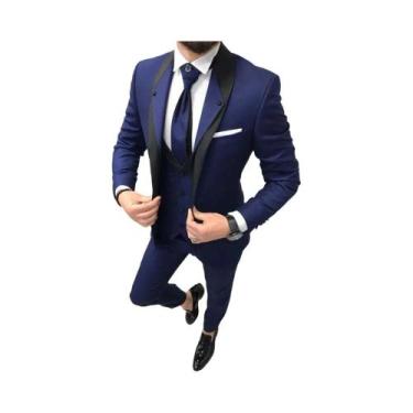 Imagem de Conjunto De Terno Slim Fit Masculino De 3 Peças: Blazer, Colete E Calç