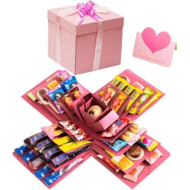 Imagem de Caixa de presente Explosion rosa de cinco camadas com álbum de recorte