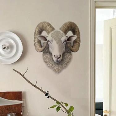 Imagem de Adesivos de parede Geométricos com cabeça de animal de ovelha em PVC 5