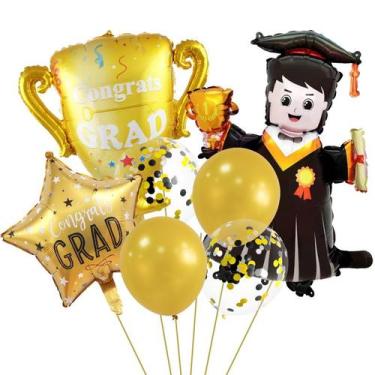 Imagem de Conjunto de balões para festa de formatura, 7 unidades  Congrats Grad 