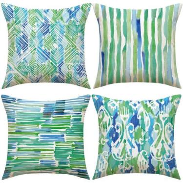 Imagem de Conjunto de fronhas vintage em aquarela tribal linho x4 - yiweisai
