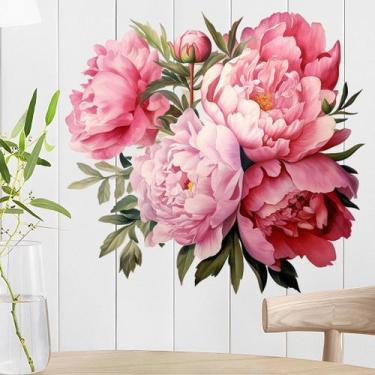 Imagem de Adesivos de parede Peony Flower, impermeável, removível, PVC 29,5 x 29