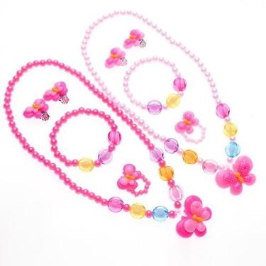 Imagem de Joias infantis, colar para meninas, pulseira, anel, clip-on, - Gloome 