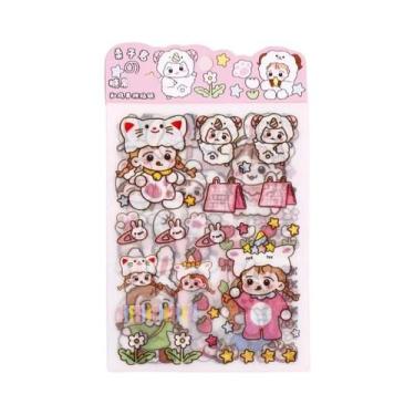 Imagem de Pacote De Adesivos Decorativos PET Rosa Kawai 4 Peças Para Scrapbookin