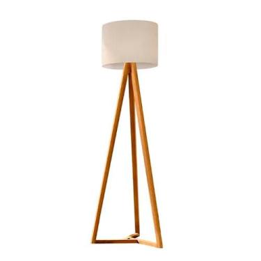 Imagem de Luminária de Chão Classic Pés de Madeira Cúpula Off White/Nature - Vig