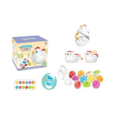 Imagem de Brinquedo Sensorial Montessori De Galinha Com Ovos De Encaixe Colorido