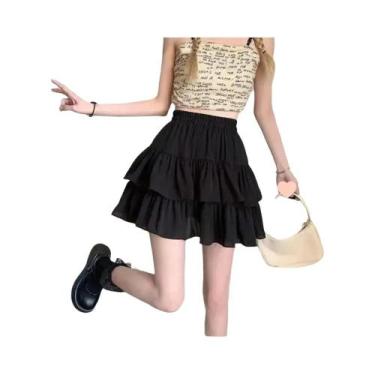 Imagem de Saia Plissada Branca A-line Para Mulheres Com Babados Estilo Preppy Ci