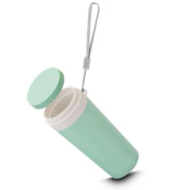 Imagem de Copo De Fibra De Trigo Parede Dupla 300ml Com Alça Verde