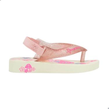 Imagem de Chinelo Infantil Bebê de Menina Ipanema Bege Glitter Rosa