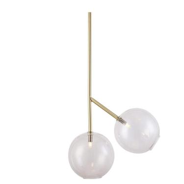 Imagem de Luminária Bell 2 Bolas 25Cm -Metal Ouro Velho E Vidro Transp