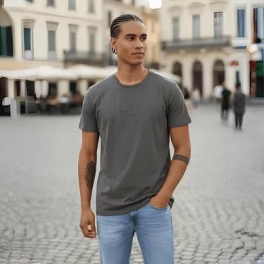 Imagem de Camiseta Masculina Logo Costura Colcci, Chumbo, GG