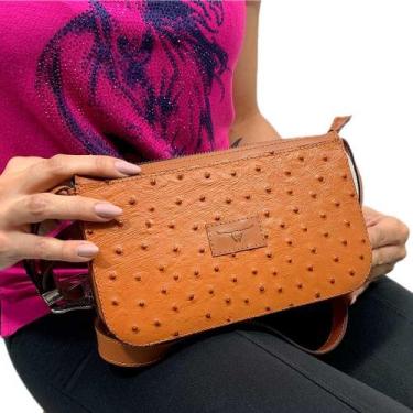 Imagem de Bolsa Feminina De Couro Legitimo Pequena Estampa Avestruz - CINCOW, La