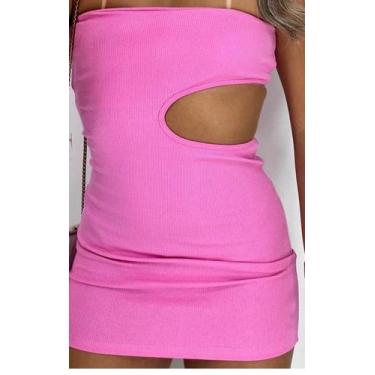 Imagem de Vestido recorte rosa feminino sem alça ,com bojo TAM M  - Morena modas