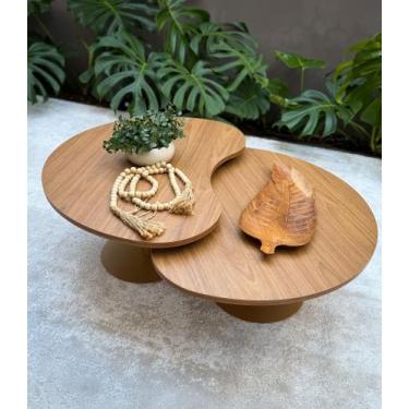 Imagem de kit 2 Mesas de Centro para Sala design Orgânica Metal Dourado Gaia - C
