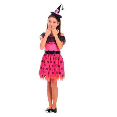 Imagem de Fantasia Barbie Bruxinha Infantil Com Mini Chapéu, G 9 - 12, Preto