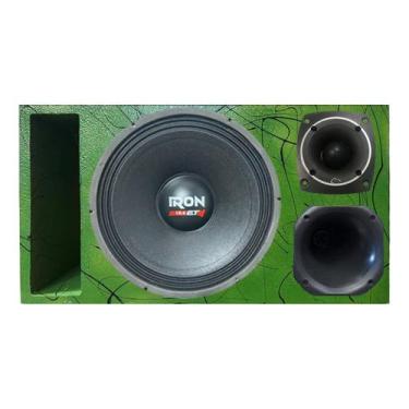 Imagem de Caixa trio duto régua alto falante etm iron 1k4 tweeter compet cores -