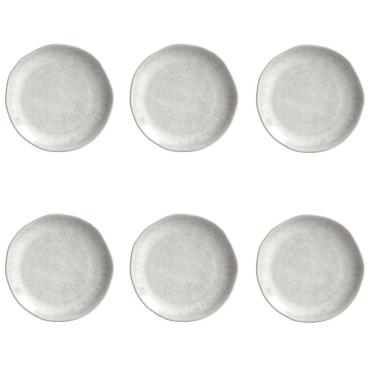 Imagem de Conjunto de Pratos de Sobremesa 6 Peças Orgânico Cerâmica Liso Bege Porto Brasil