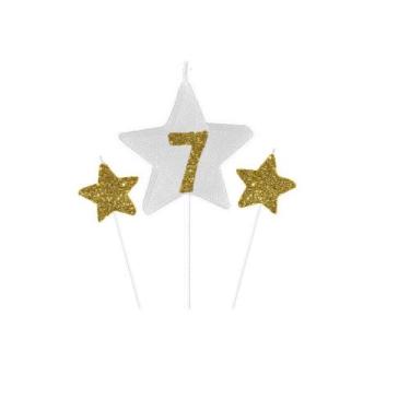 Imagem de Vela de Aniversário New Star Dourado - Número 7 - Curifest