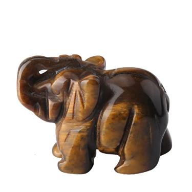 Imagem de Cristal natural rosa quartzo elefante ametista obsidiana animais artesanato em pedra pequena decoração para casa estatueta kawaii decoração do quarto, 3,81 cm, olho de tigre