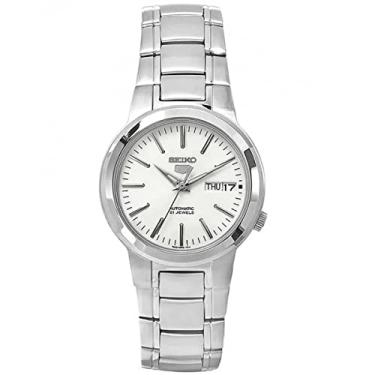 Imagem de SEIKO 5 Relógio masculino com mostrador branco automático SNKA01, Branco, Relógio automático com corda automática