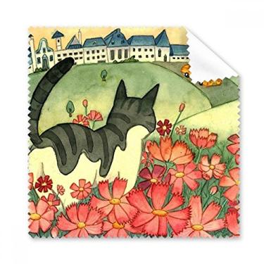 Imagem de Miaoji Pintura Aquarela Flores de Gato Pano de Limpeza de Cidade, Limpeza de Óculos de Tela de Telefone 5 peças