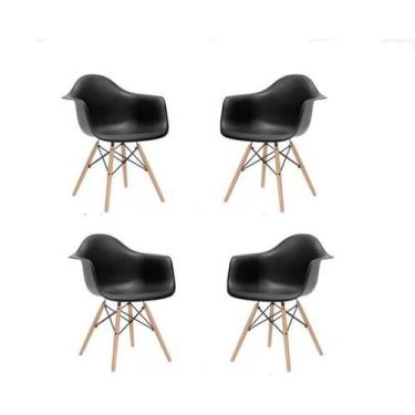 Imagem de 4 Cadeiras Eames Dsw Com Braço  Pp Preta - Emporium Mlx