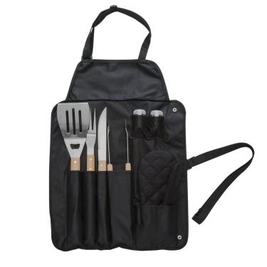 Imagem de Kit Churrasco com Avental em Nylon – 8 Peças de Utensílios para Churrasco Completo – Prático, Funcional e Perfeito para Lazer, Presentes e Eventos ao Ar Livre