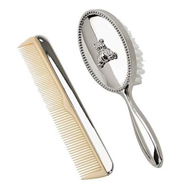 Imagem de Teddy Bear Silver Tone 6 inch Nickel Plated Metal Brush and Comb Kit Set