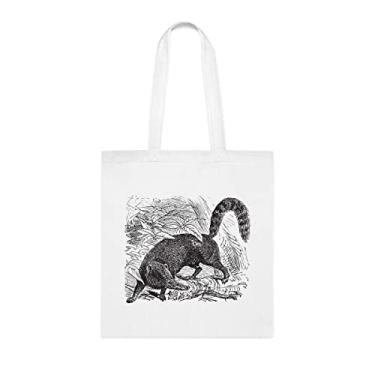 Imagem de Bolsa vintage Coati ou Coati da América do Sul ou Nasua Nasua, presente divertido, bolsa de ombro, bolsas reutilizáveis, cesta de Natal de aniversário, ideia de presente, Branco