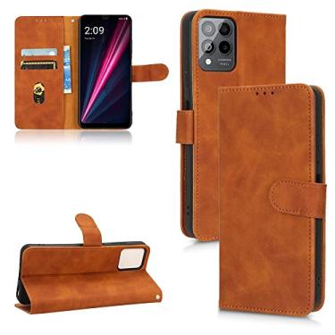 Imagem de HONGYAN Capa de telefone Para T-Mobile Revvl 6 Pro 5g Skin Feel Flip Leather Case de telefone Capa protetora