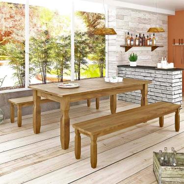Imagem de Conjunto Mesa 1,82m e 2 Bancos Rústico Corona - Ideal P/Area Externa - Madeira Maciça