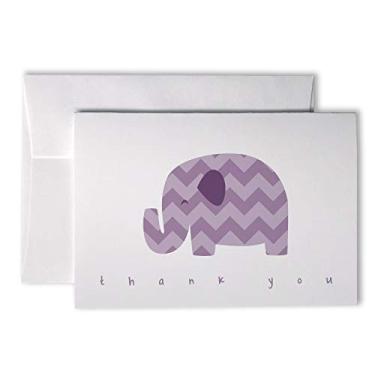 Imagem de Cartões de agradecimento Chevron Baby – 48 cartões e envelopes (elefante roxo)