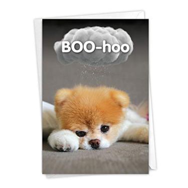 Imagem de Boo-Hoo – Cartão de felicitações para cachorro fofo com envelope (4,63 x 6,75 polegadas) – Boo para cachorro fofo, cartão de pensar em você – Loving Stationery C6869MYG