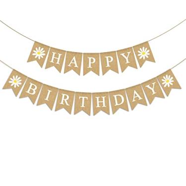 Imagem de Pudodo Faixa temática de juta, margarida, de juta, primavera, verão, aniversário, festa, berçário, cozinha, manto de lareira