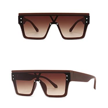Imagem de Óculos de sol quadrados superdimensionados fashion femininos luxo rebite degradê gradiente óculos de sol masculinos óculos de condução ao ar livre, chá c7 chá escuro, tamanho único