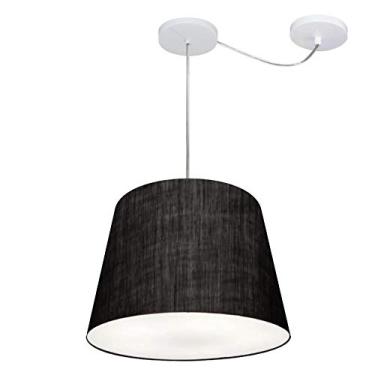 Imagem de Lustre Pendente com Desvio de Centro Cúpula Tecido 30/30x40 cm, Vivare Iluminação, Pendente4280 PR, Preto, Médio