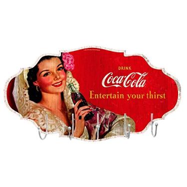 Imagem de Cabideiro de Parede Coca-Cola Brunette Lady Colorido em MDF - Urban - 48x26 cm