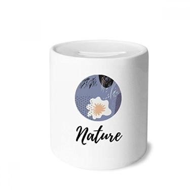 Imagem de DIYthinker Caixa de dinheiro branca roxa abstrata arte porta-moedas caixa de cerâmica porta-moedas presente de cofrinho