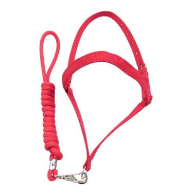 Imagem de Cabresto Para Pônei Vermelho De Fita Com Regulagem Inox