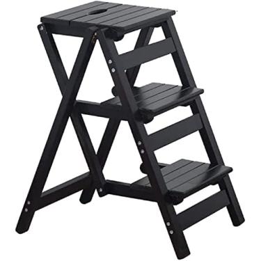 Imagem de Banco De Degrau Dobrável 2/3/4 Escada De Degrau De Madeira Cadeira De Escada Para Biblioteca/cozinha/escritório Escadote Leve 330 Lbs Capacidade Com Milti-fuction,#8,Collector88