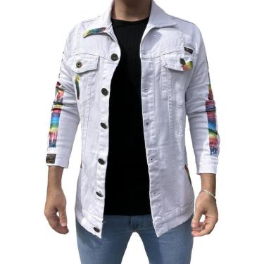 Imagem de Jaqueta Branca Masculina Colorida Personalizada a Mão-Masculino