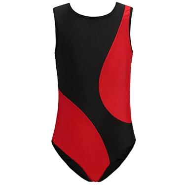 Imagem de SEAUR Collant de ginástica para meninas, roupa de dança, roupa de bicicleta, roupa de ginástica, roupa de ginástica, B sem mangas/vermelho, 6