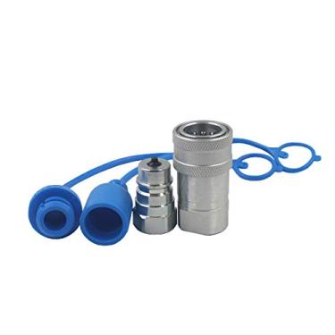 Imagem de 1 conjunto 3/20.3 cm Ag ISO5675 Aço Carbono Hidráulico Conexão Rápida/Acoplador Válvula Poppet, Tipo Pioneer, Conjunto com Tampa de Poeira