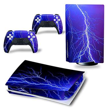 Imagem de Decal Skin for Ps5 Disk, Whole Body Vinyl Sticker Cover for PlayStation 5 Console and Controller(PS5 disc Edition, Blue Lightning)