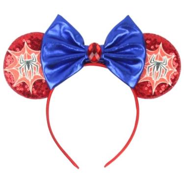 Imagem de CLGIFT Orelhas de princesa Minnie, escolha sua cor, orelhas de flor Minnie, orelhas de minnie florais, orelhas de rato brilhantes roxas (Homem-Aranha)