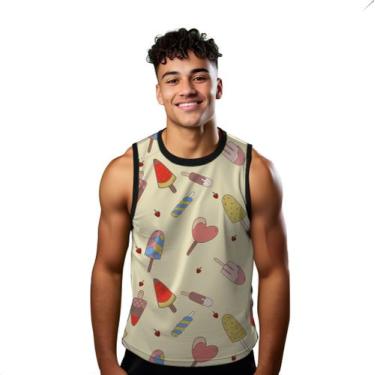 Imagem de Camiseta Regata Verão Estilo Moda Praia Picolés Fruta Melancia Doce Ca