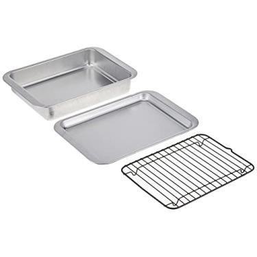 Imagem de Nordic Ware Naturals Conjunto de frigideiras compactas de 3 peças, torradeira, fornos de balcão, seguro para fritadeira a ar e grelhar, tamanho para 1-2 porções - inclui assadeira, grelha e assadeira