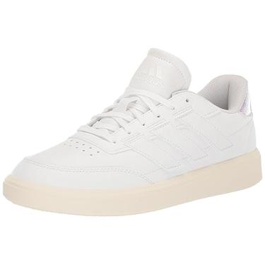 Imagem de adidas Tênis feminino Courtblock, Branco/Branco/Branco off-white, 8.5