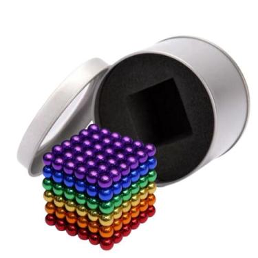 Imagem de Neocube Colorido Cubo Bolas 5mm Magnético Imã Neodímio Com Latinha Par